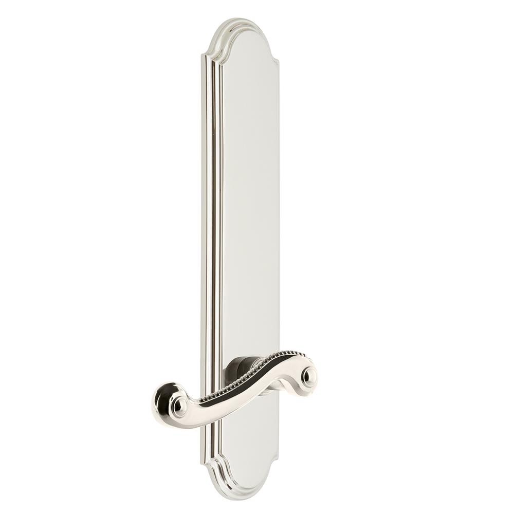 Grandeur by Nostalgic Warehouse ARCNEW Arc Tall Plate Passage with Newport Lever in Polished Nickel